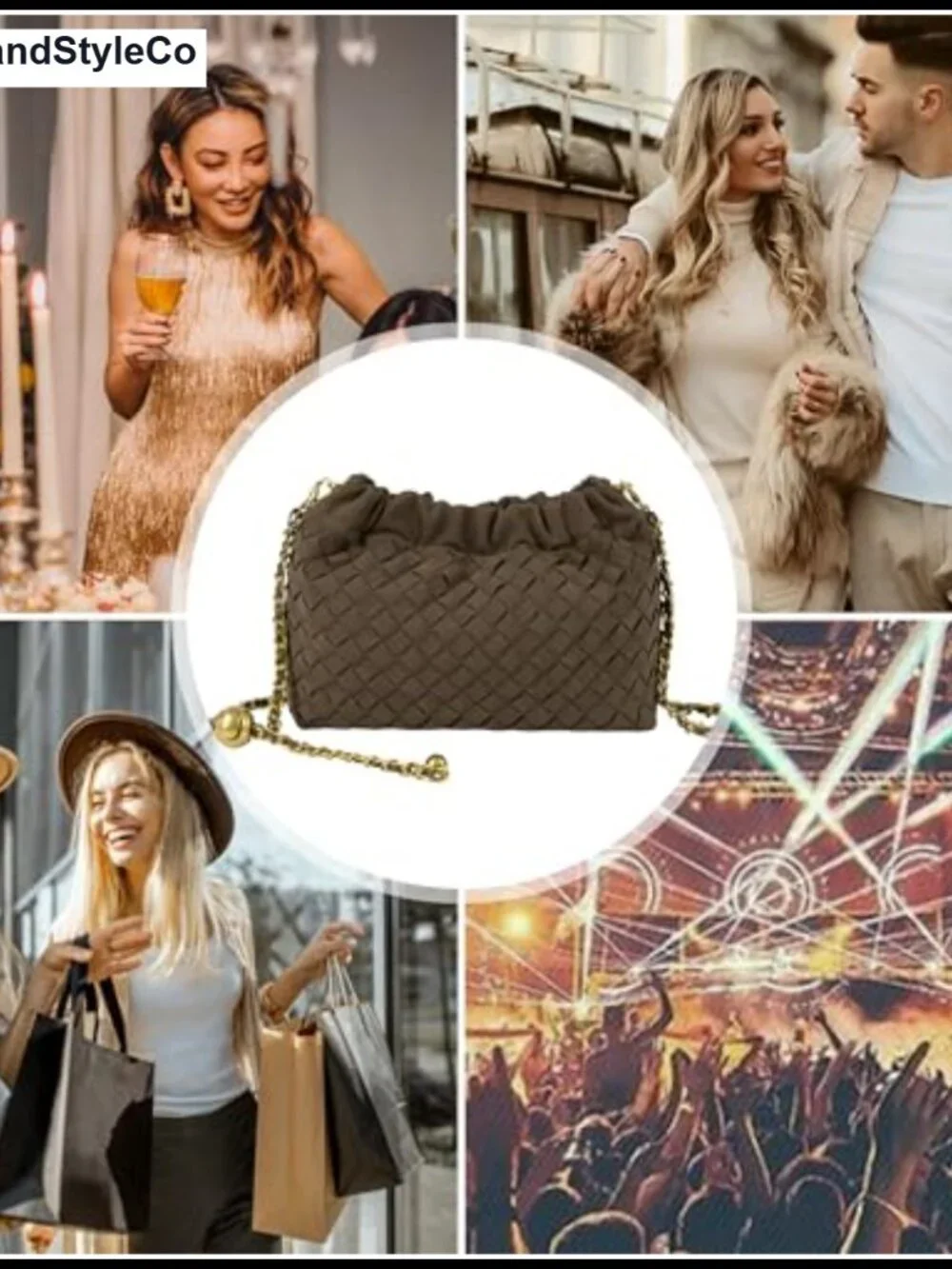 Woven Dumpling Hobo Crossbody Bag Suede Vegan Leather Adjustable Strap